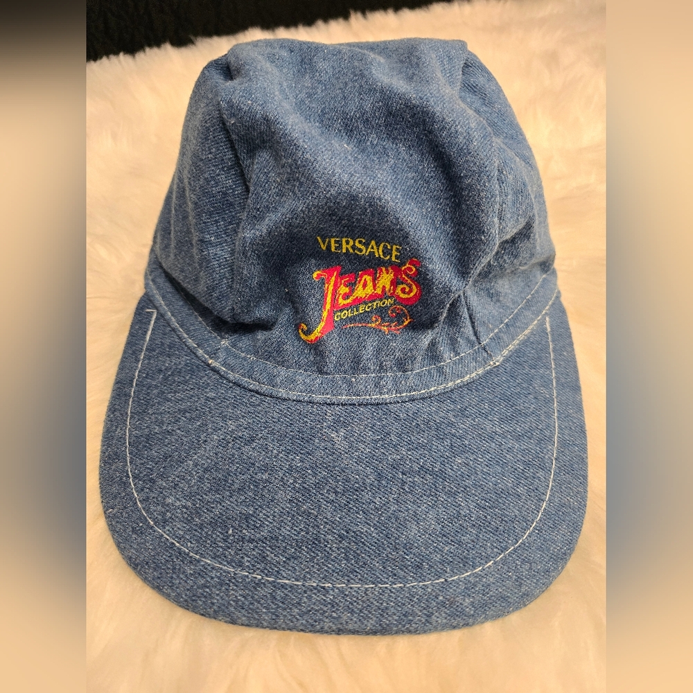Gianni Versace Profumi Blue Denim Hat Cap Versace Jeans Collection Vintage Italy
